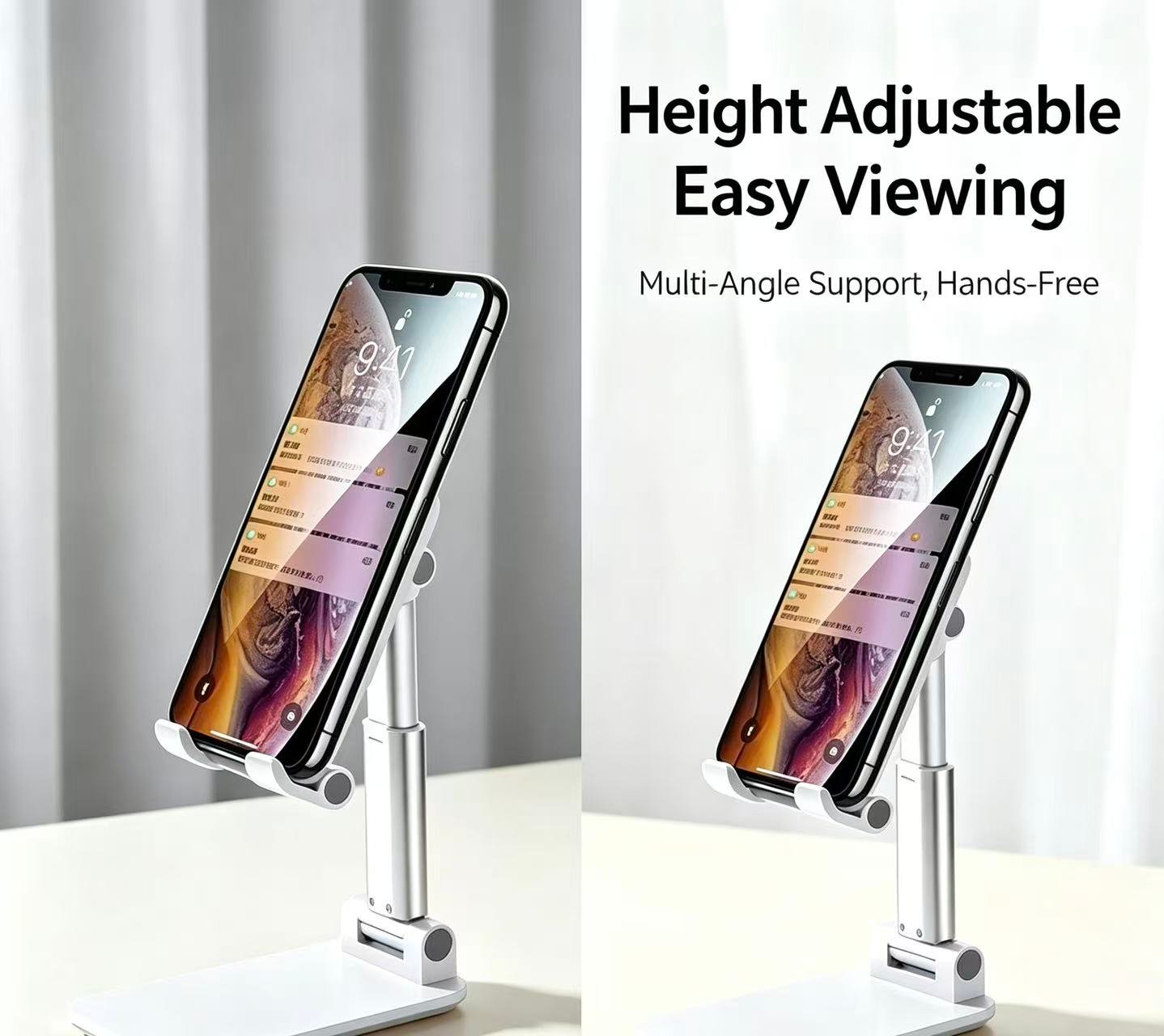 Adjustable Foldable Aluminum Desktop Phone Stand, Multi‑Angle Cell Phone Holder - Image 4