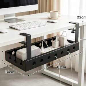 40cm Screw‑Mount Metal Under‑Desk Cable Management Tray Wire Organizer
