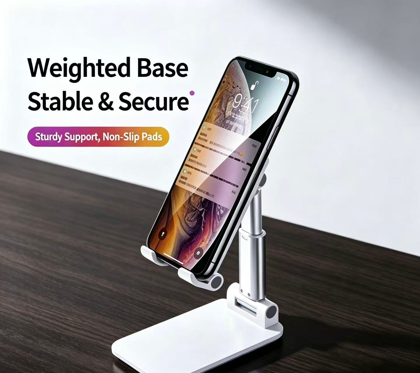 Adjustable Foldable Aluminum Desktop Phone Stand, Multi‑Angle Cell Phone Holder - Image 3