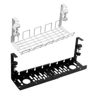 Clamp‑On No‑Drill Metal Under‑Desk Cable Management Tray Wire Organizer