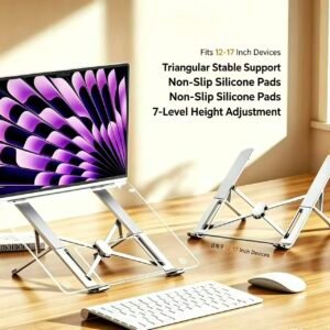 7‑Level Adjustable Foldable Aluminum Laptop Stand, Portable X‑Shape Notebook Holder for 12‑17 Inch Laptops